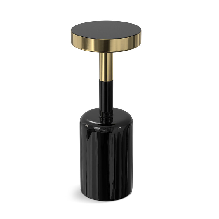Frannie 10 inch Wide Metal Side Table in Gold / Black image - 1
