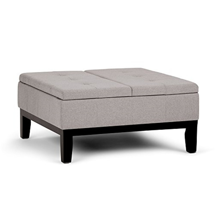 Simpli Home Dover 36 inch Wide Contemporary Square Coffee Table Storage Ottoman image - 1