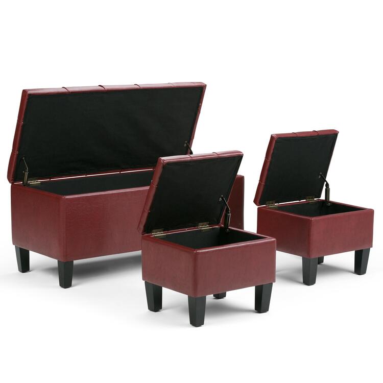 Simpli Home Dover 36 inch Wide Contemporary Rectangle Storage Ottoman Bench image - 1