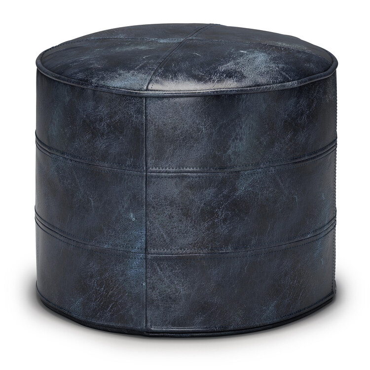 Simpli Home Connor Boho Pouf In Genuine Leather image - 1