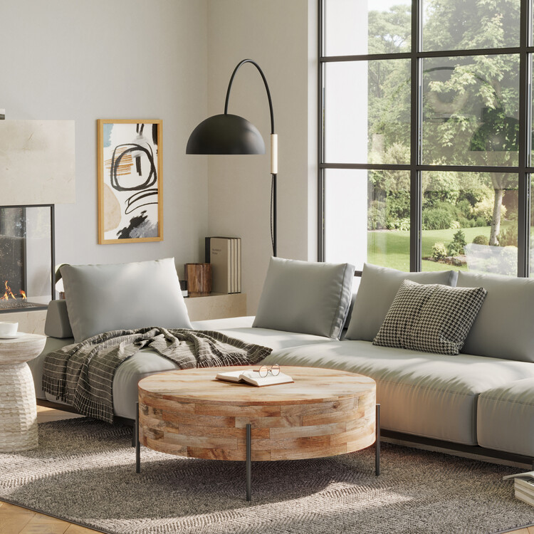 Simpli Home Rayburn Drum Coffee Table - Thumbnail 5