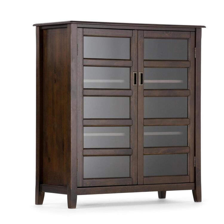 Storage Cabinet Wood 40" Wide - Transitional Design - Medium Brown Finish - Home Organization image - 1