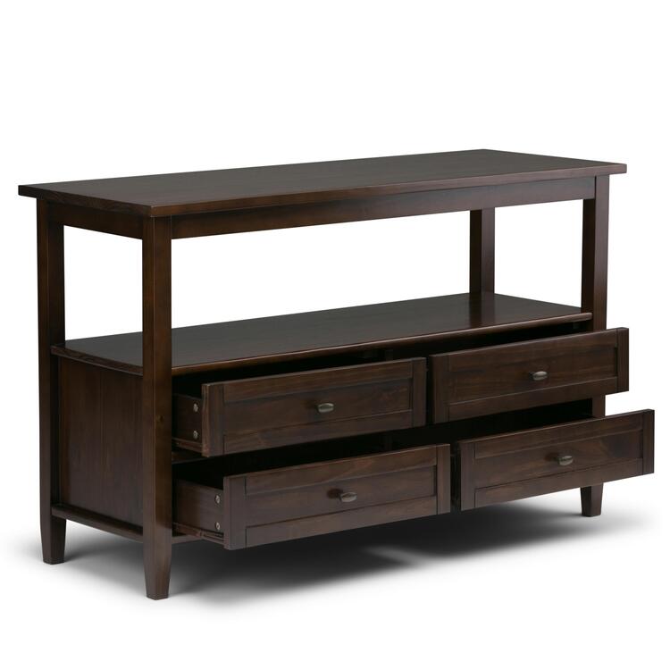 Warm Shaker SOLID WOOD 48 inch Wide Transitional Console Sofa Table in Distressed Grey image - 1
