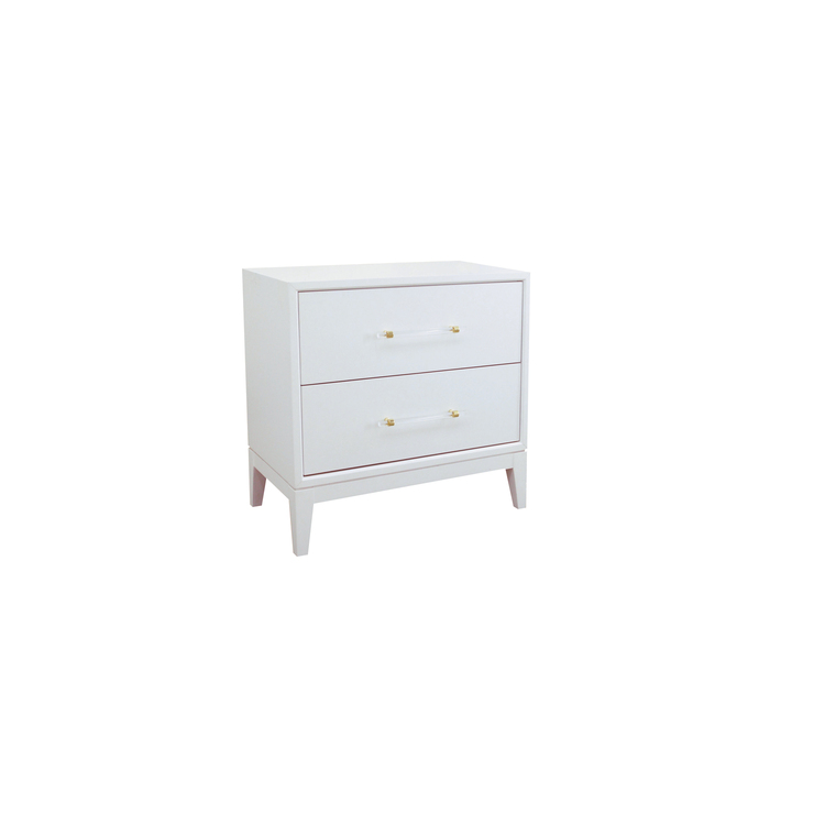 Best Master Furniture White Nightstand - Orbis Lacquer Bedside Table image - 1