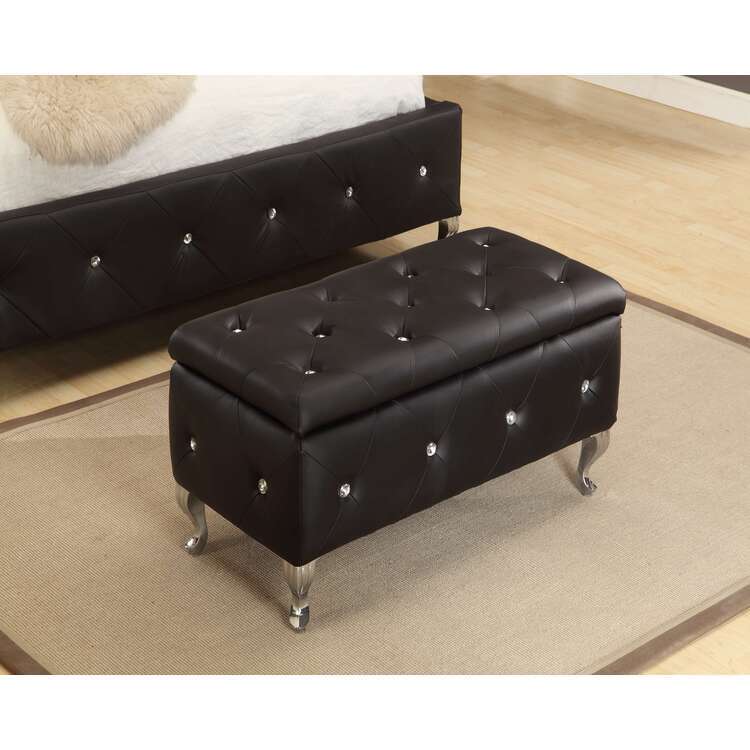 Homestock Traditional Upholstered Storage Bench