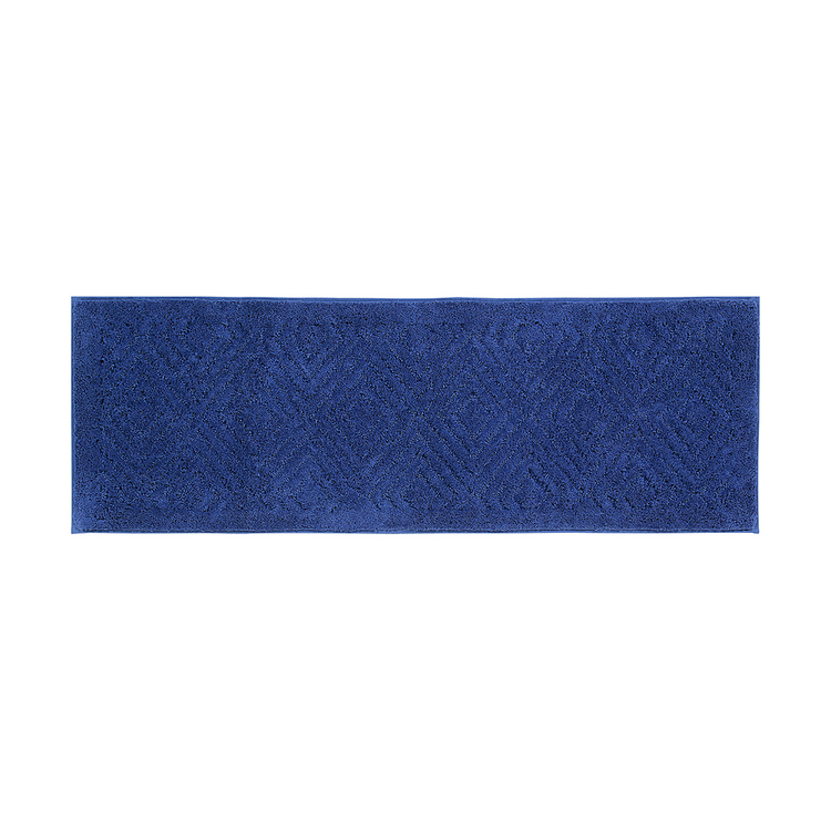 Better Trends Trier Collection 25% Cotton & 75% Polyester 18" x 54" Runner Bath Rug in Blue image - 1