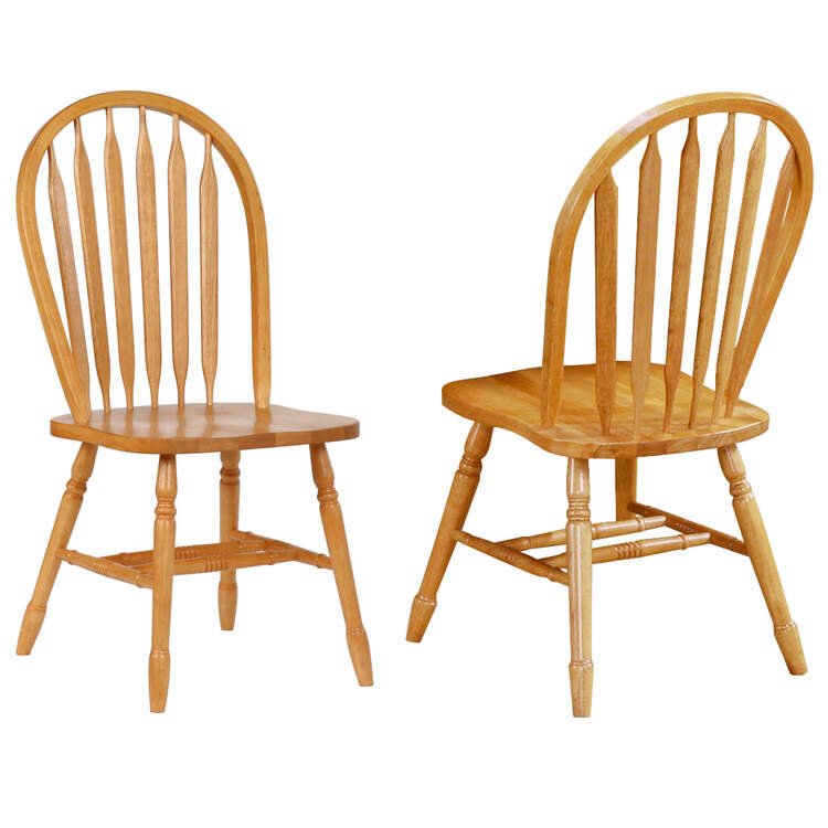 Light Oak Solid Wood Windsor Arrowback Dining Chairs (Set of 2) image - 1