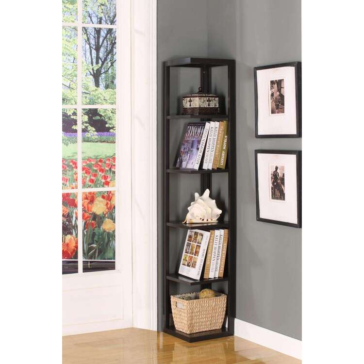 Room Designs Corner Bookcase Espresso Transitional Square image - 1
