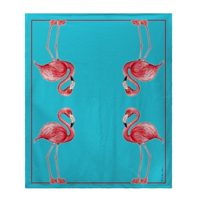Wildlife Polyester Throw Blanket Pink Blue Plush Home Decor - Betsy Drake Interiors image - 1