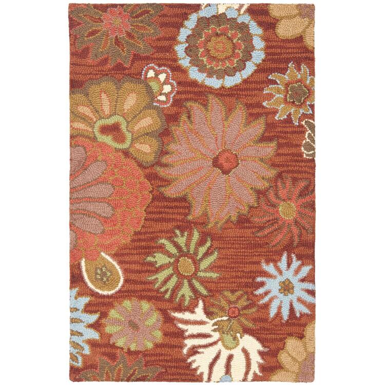 Country & Floral Rug - Blossom Wool Pile -Red/Multi image - 1