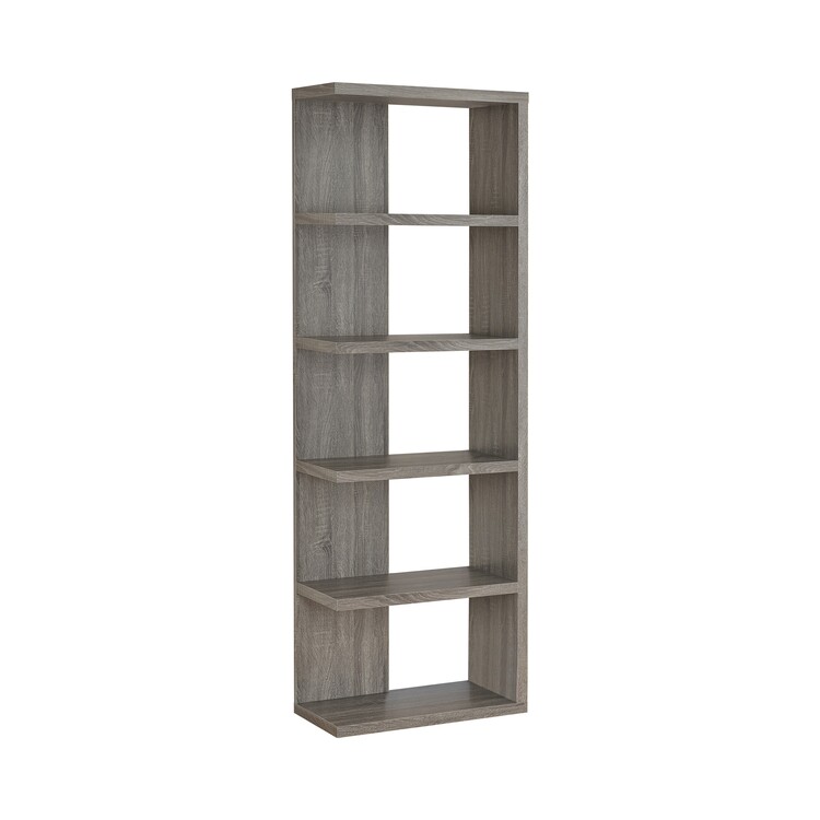 BenJara Spacious Semi Backless Wooden Bookcase, Gray image - 1