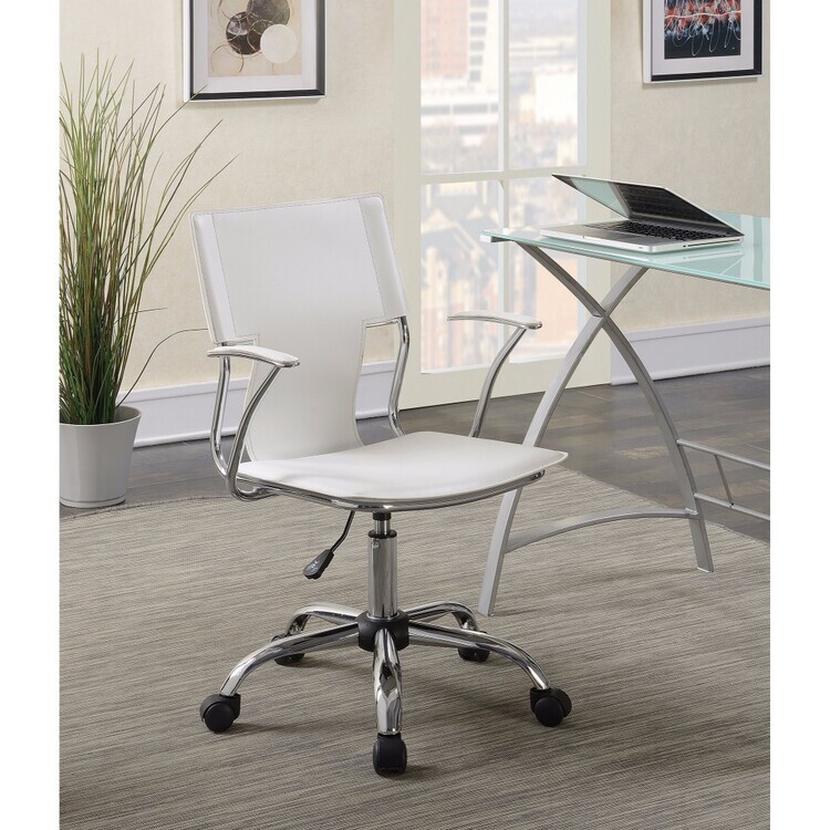 BenJara Contemporary styled mid back office chair, White/Chrome image - 1