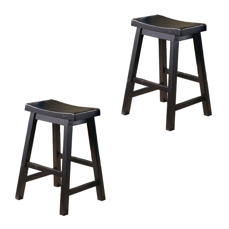 Benzara Wooden 24" Counter Height Stool with Saddle Seat - Thumbnail 2