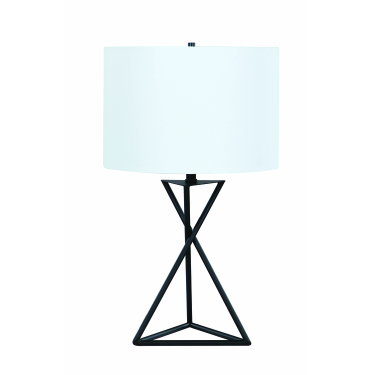 BenJara Contemporary Style Metal Table Lamp with Drum Shape Fabric Shade, White and Black image - 1