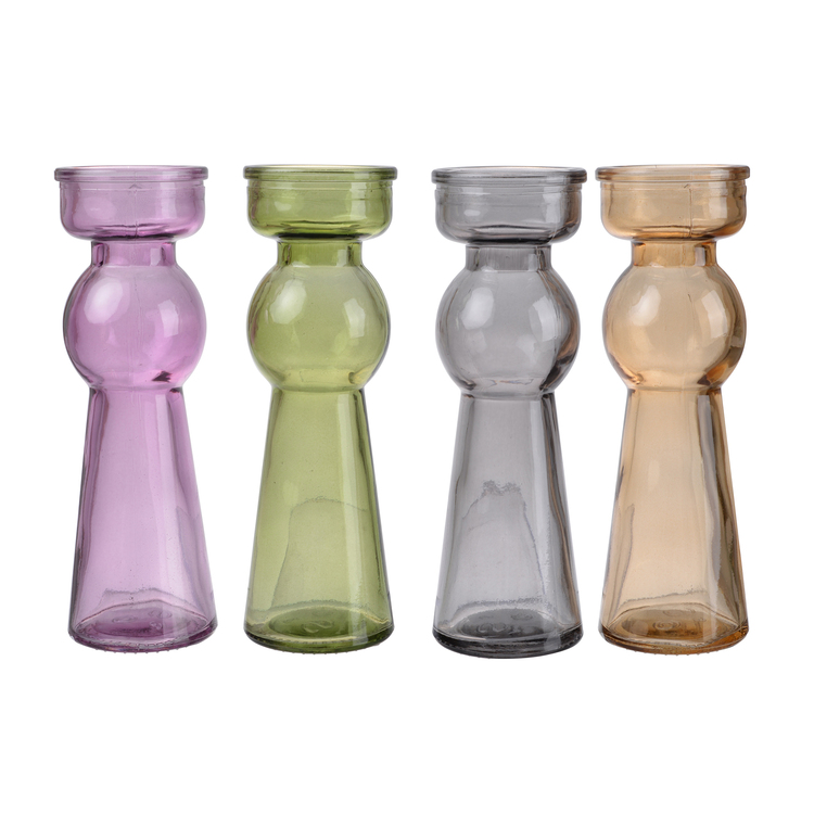 BenJara Glass Pillar Tealight Candle Holders, Set of 4, Multicolor image - 1