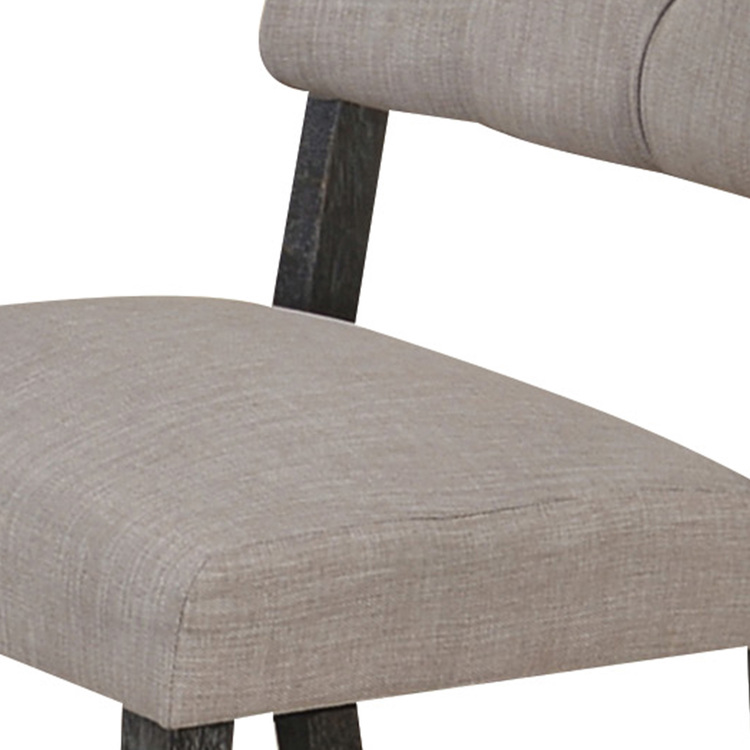 Benjara Wooden Side chair with Tufted Back, Set of 2, Brown and Gray image - 1