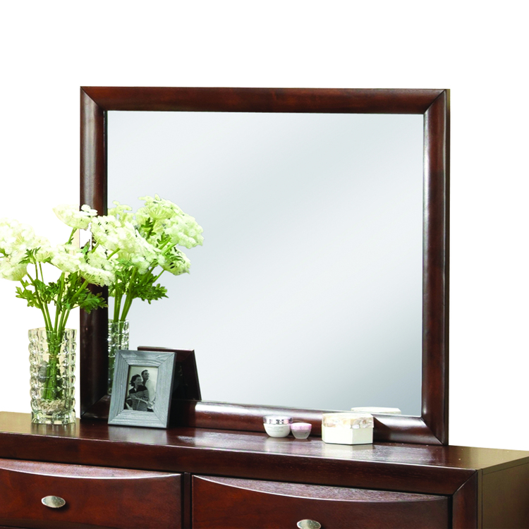 Benjara Contemporary Wooden Mirror with Rectangular Shape, Brown and Silver image - 1