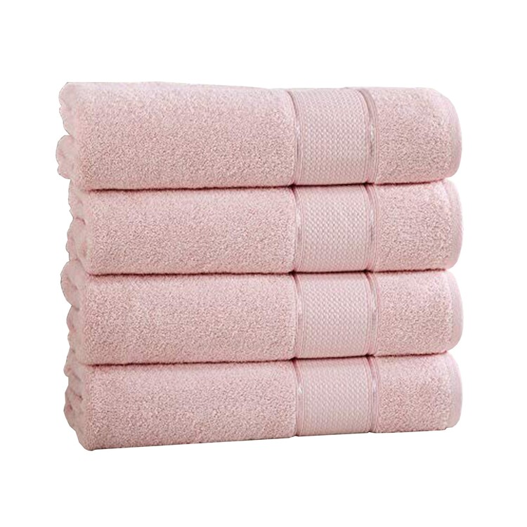 Benjara Bergamo 4 Piece Spun loft Bath Sheets with Twill Weaving The Urban Port, Pink image - 1