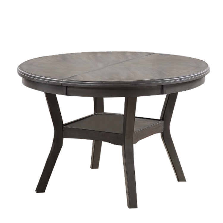 BenJara Round Top Wooden Dining Table with Boomerang Legs, Walnut Brown image - 1