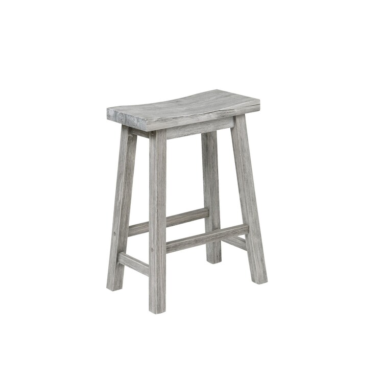BenJara Saddle Design Wooden Counter Stool with Grain Details, Gray image - 1