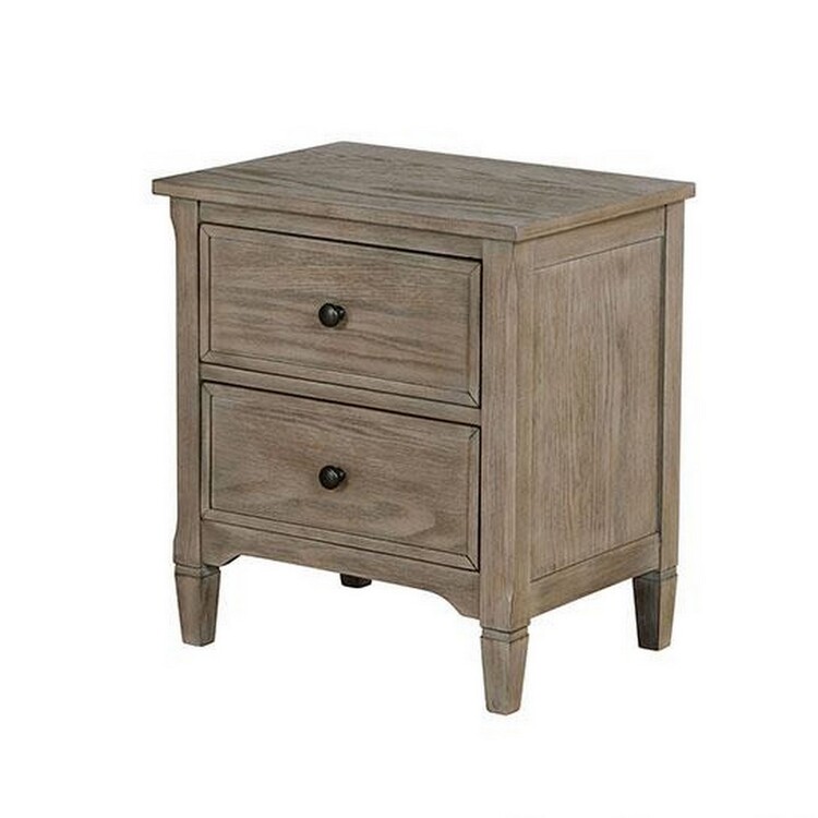 BenJara 2 Drawer Wooden Nightstand with Round Knobs, Gray image - 1