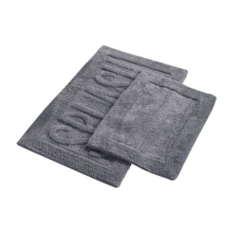 Benjara Veria 2 Piece Bath Mat with SPLASH Sculpted Details, The Urban Port, Black image - 1
