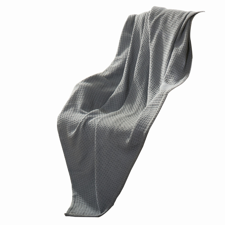 Benjara Nyx Twin Size Ultra Soft Cotton Thermal Blanket, Textured, Charcoal Gray image - 1