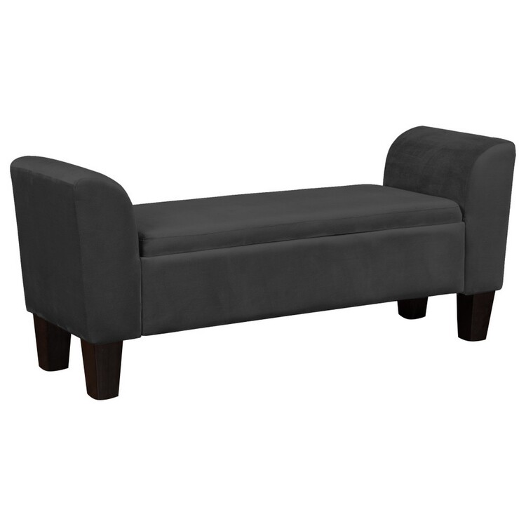 BenJara 55 Inch Accent Storage Bench with Performance Velvet Upholstery, Black image - 1