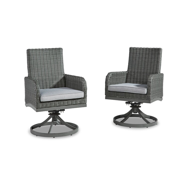 Gray Outdoor Swivel Chairs Set of Two Aluminum Frame Weather Resistant image - 1