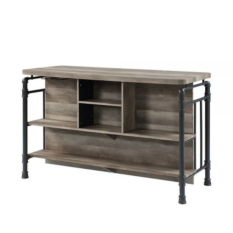 BenJara 59 Inch Kitchen Island with 2 Shelves, Industrial Antique Oak Brown, Gray image - 1