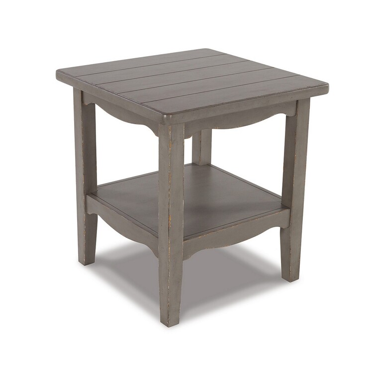 BenJara Arin 26 Inch Side End Table, Open Shelf, Vintage Style Gray ...