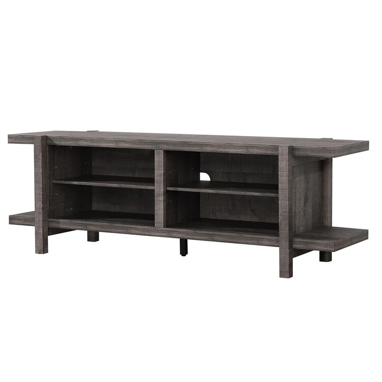 BenJara Cyril 65 Inch TV Media Entertainment Console, 4 Shelves, Wood Legs, Brown image - 1