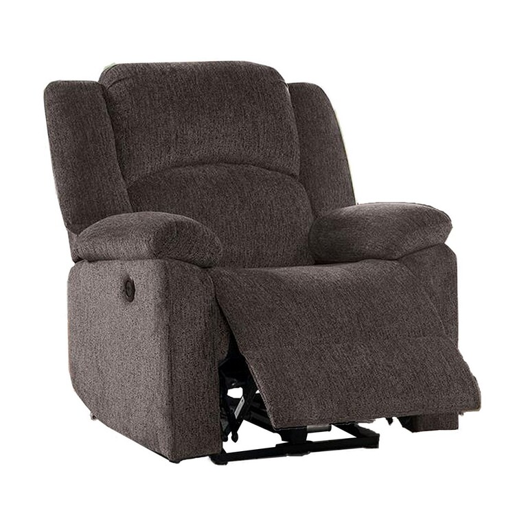 Benjara Cerys 40 Inch Power Recliner Chair, USB, Soft Dark Brown Chenille Fabric image - 1