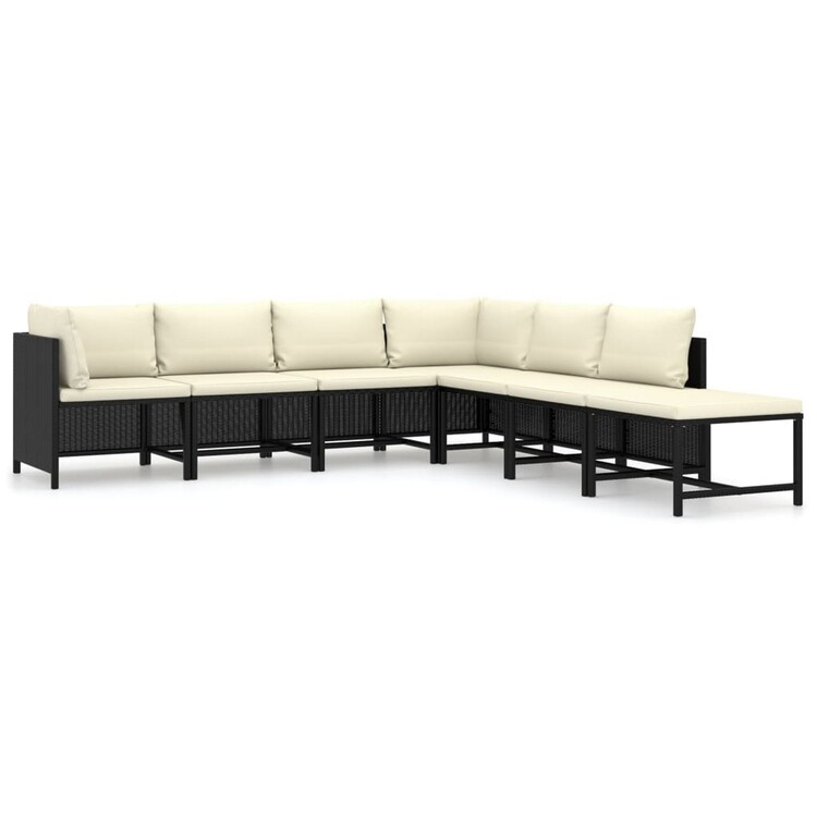 BenJara Avio 7pc Outdoor Modular Sofa Set, Square Shape, Poly Rattan, Black image - 1