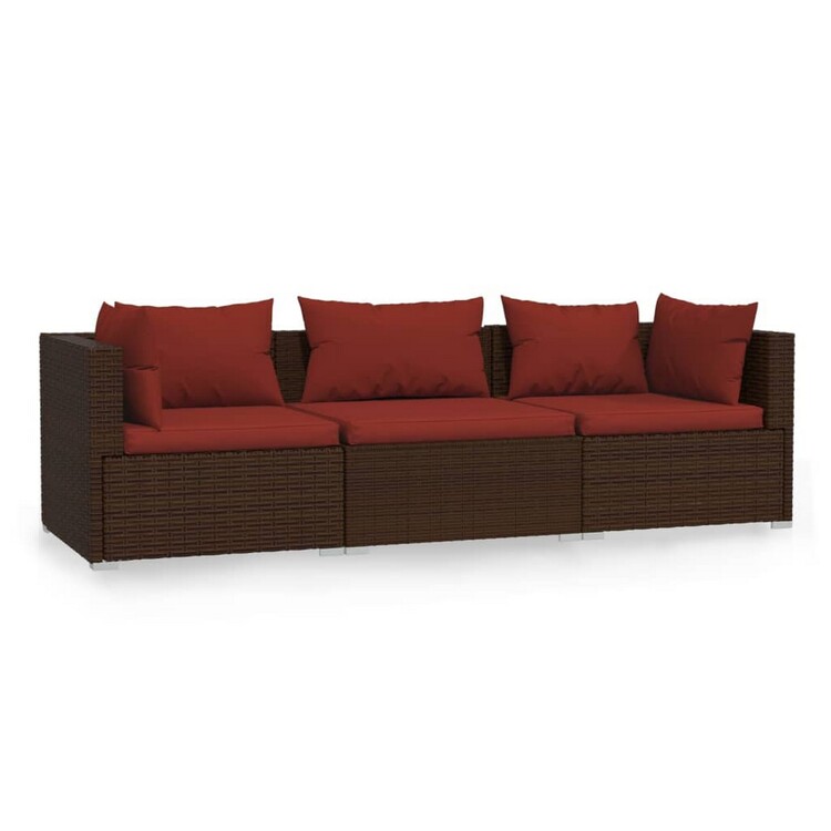 BenJara Faye 3pc Outdoor Modular Sectional Sofa Set, 3 Cushions, Red Brown image - 1