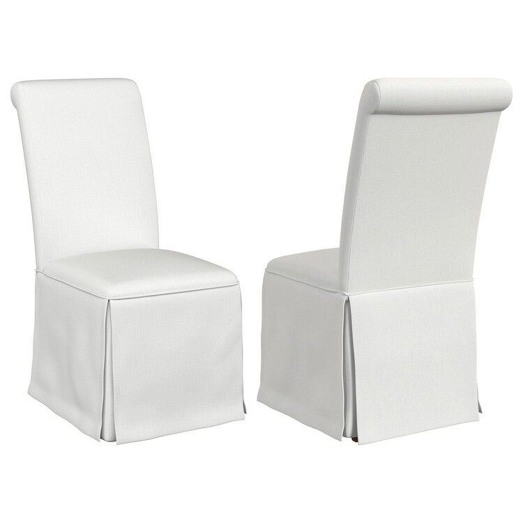 BenJara Shaw Dining Chair Set of 2, Tall Rolled Back and Skirted Base, White image - 1