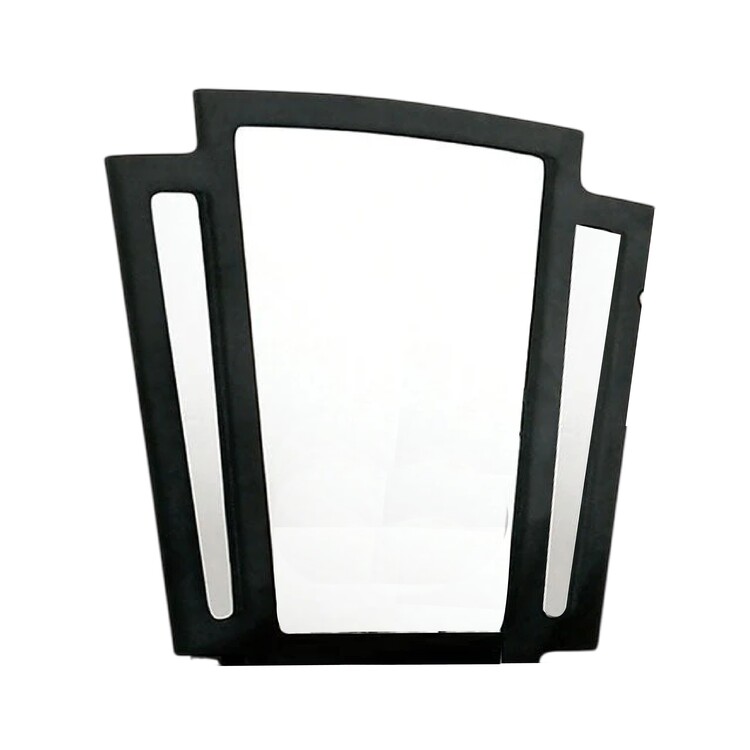 BenJara Ino Dresser Mirror, 44 Inch Black Fabric Upholstered 3 Panel Frame image - 1