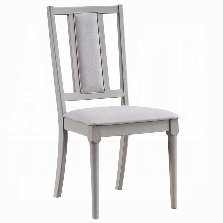 BenJara Mori Dining Side Chair Set of 2, Cutout Back, Linen Seat, Natural Gray image - 1