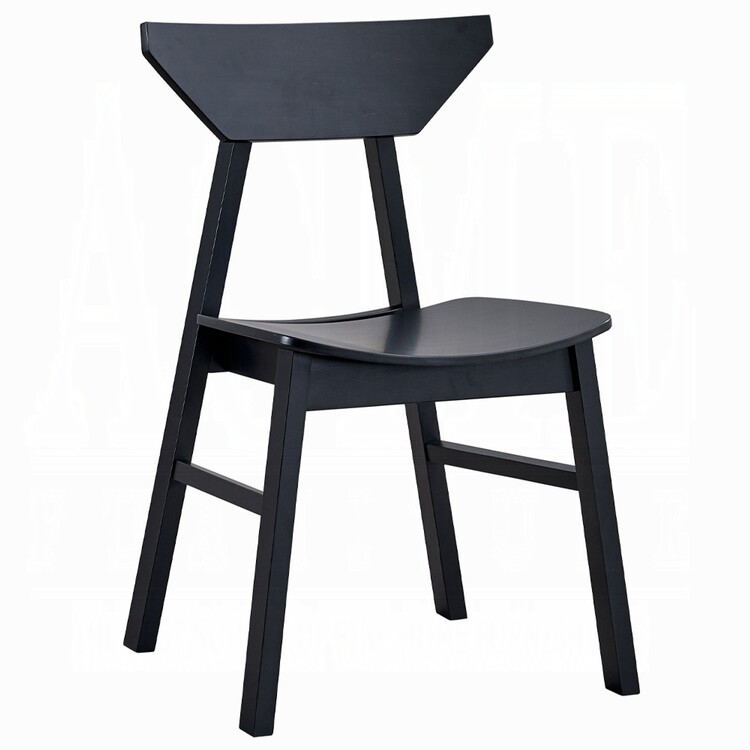 Benjara Frey 4pc Dining Side Chair Set with Low Curved Back in Scandinavian Black
