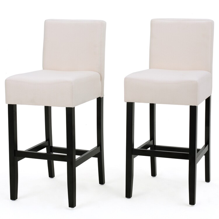 BenJara Kovey Counter Stool Chair Set of 2, Metal Kickplate, Beige Polyester image - 1