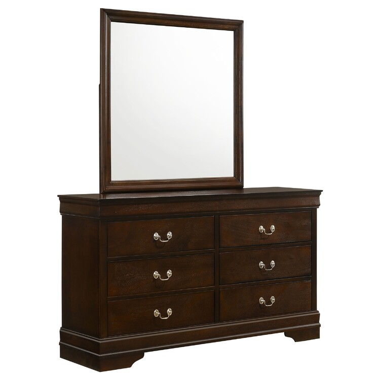 Benjara Nim Wide Dresser and Mirror with Molded Trim, 6 Drawers, Dark Brown  - OJCommerce.com