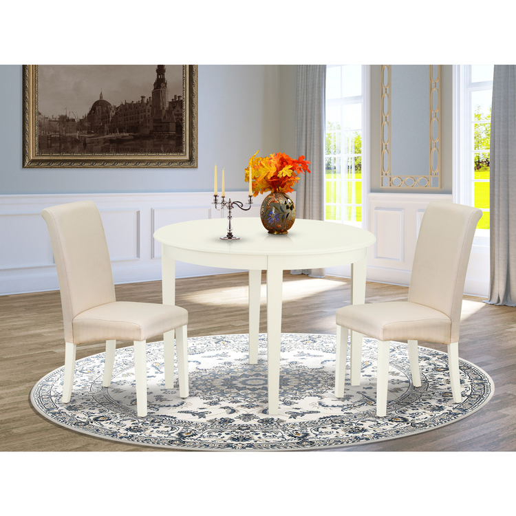 East West Furniture BOBA3WHI01 3Pc Set Includes a Small Rounded Kitchen Table and Two