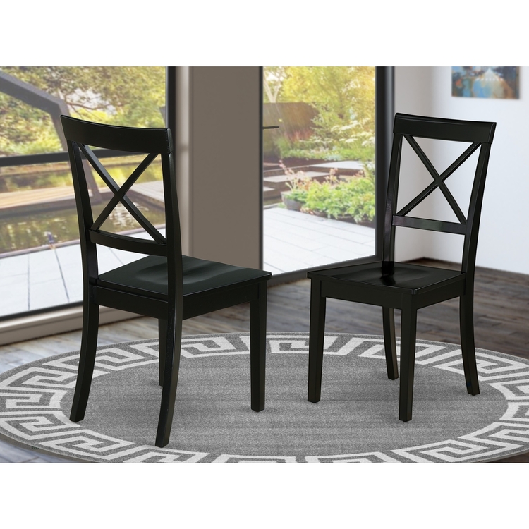 BOC-BLK-W Boston Chair Wood Seat in Black Finish image - 1