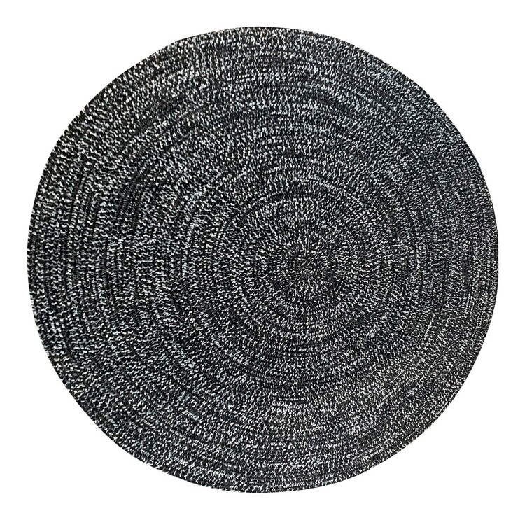 Chenille Tweed Collection 96" Round in Black & Gray image - 1