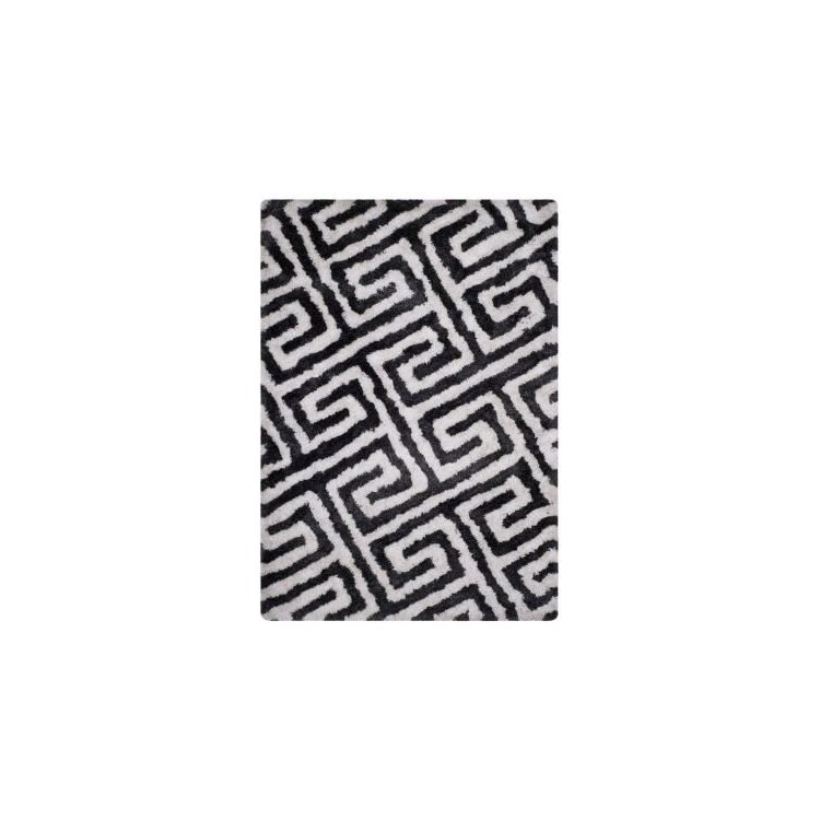 Graphite/Ivory Shag Rug 3'L x 2'W CShape Accent Design image - 1