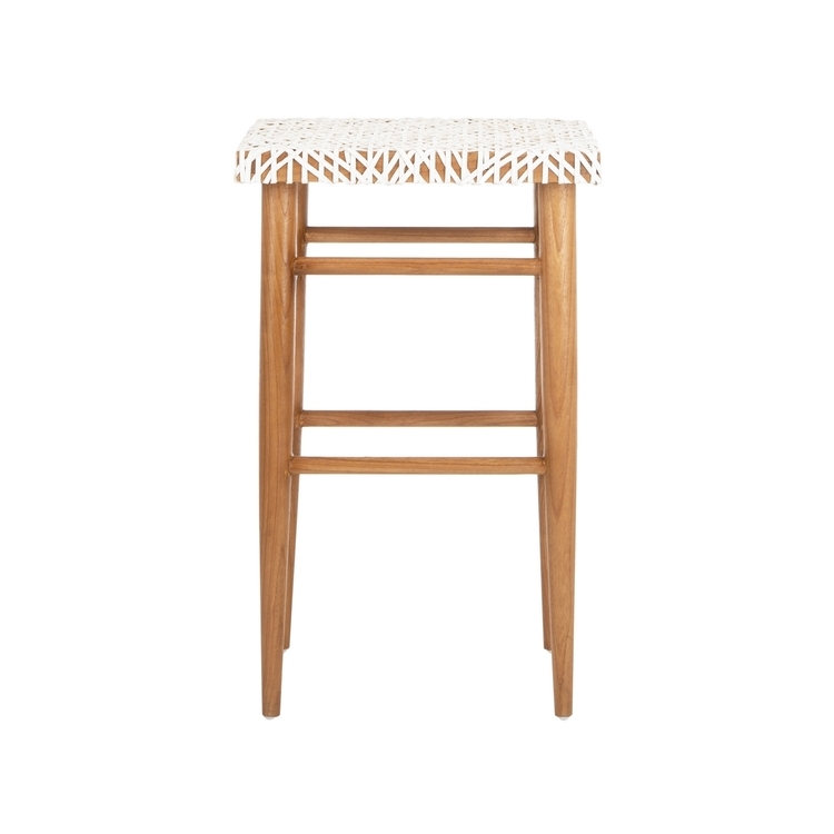 Safavieh Kaleo Woven Leather Barstool Furn Barstool, White / Natural, 1' X 1', Square image - 1