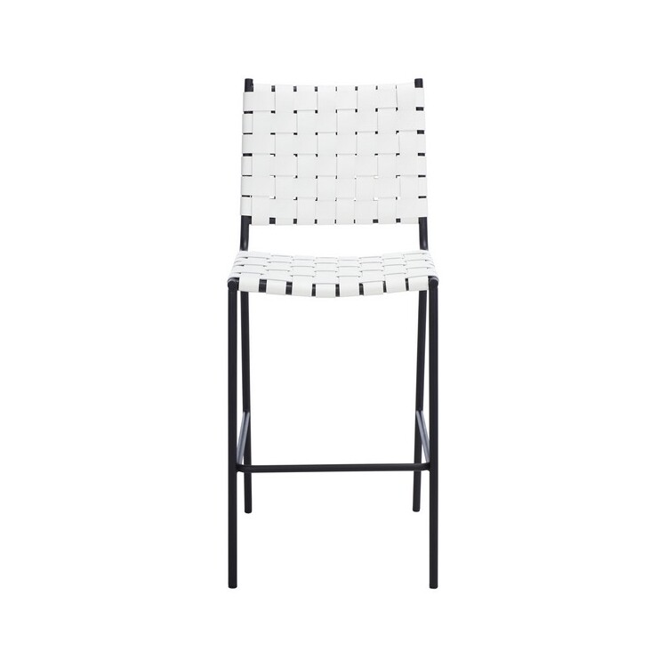 Safavieh Bahari Woven Counter Stool Furn Barstool, White / Black, 1' X 1', Square image - 1