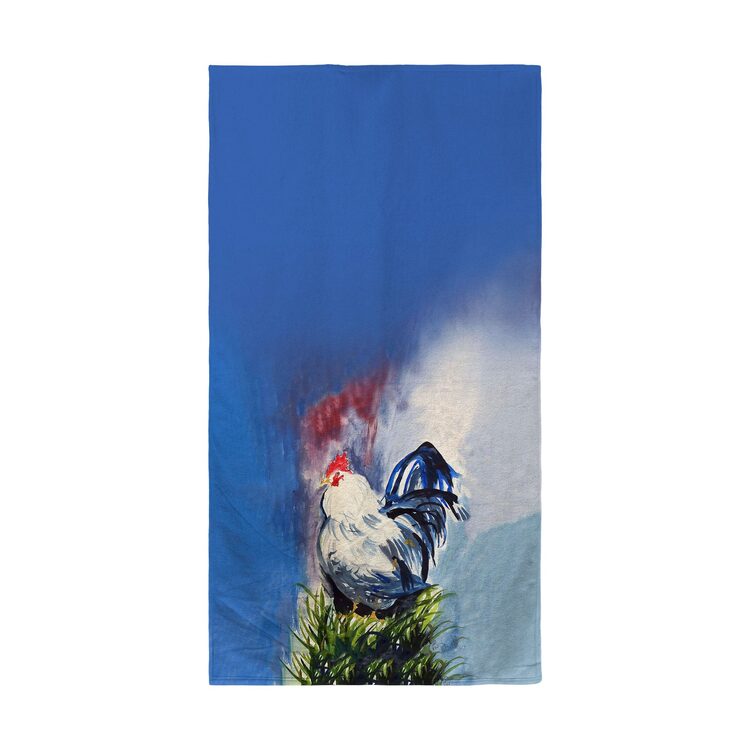 Betsy Drake Interiors Blue & White Rooster Beach Towel image - 1