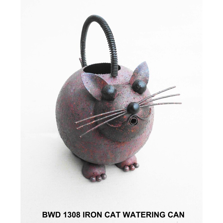 D-Art Collection Iron Cat Watering Can - Decorative Garden & Home