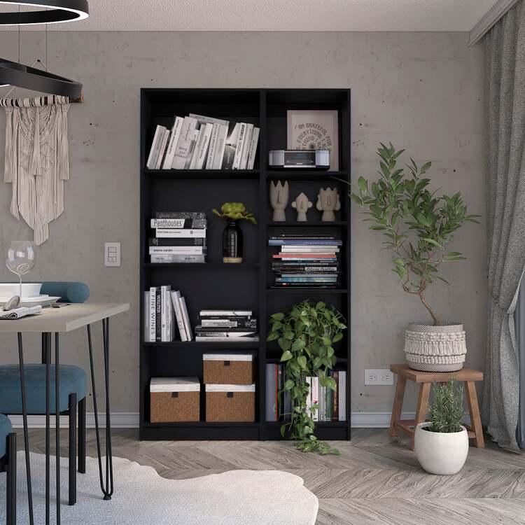 FM FURNITURE Sutton Slim 2 Piece Living Room Set with Sutton Bookcase + Sutton Slim Bookcase, Black image - 1